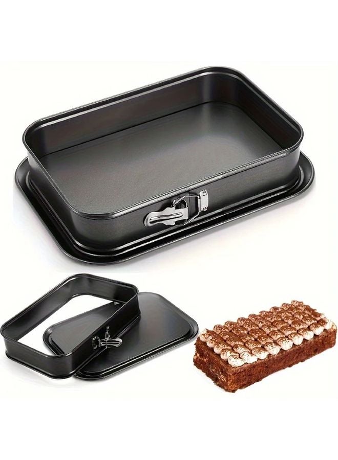 Golden Non Stick Rectangular Cake Pan With Removable Bottom And Quick Release Clasp Lid - Image 1